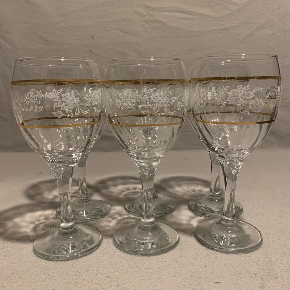 Duchess Collection Entertaining Wine Goblets Floral Design Gold Accent set of 6 - Picture 3 of 6